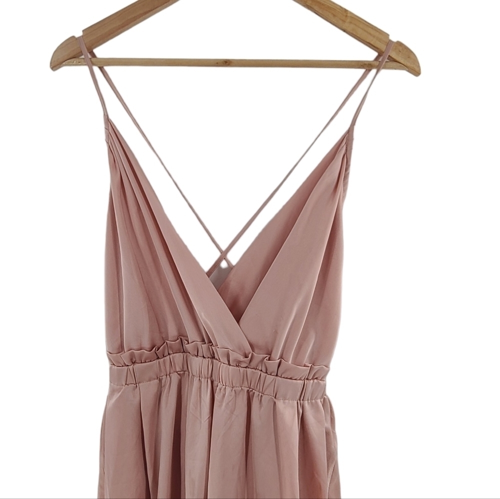 Main Strip Satin Jumpsuit Rose‎ gold Large
